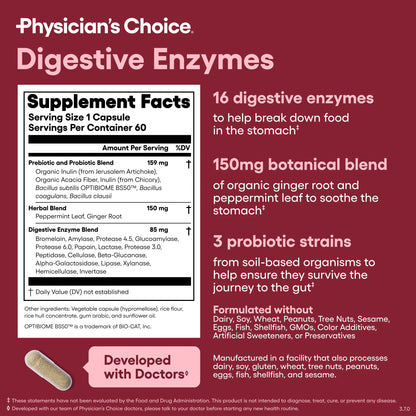 Physician'S Choice Digestive Enzymes - Bloating & Mealtime Discomfort Support with Probiotics + Prebiotics for Digestion & Gut Health